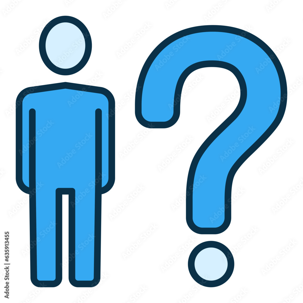 Question Mark and Man vector concept blue icon Question Mark and Man vector concept blue icon