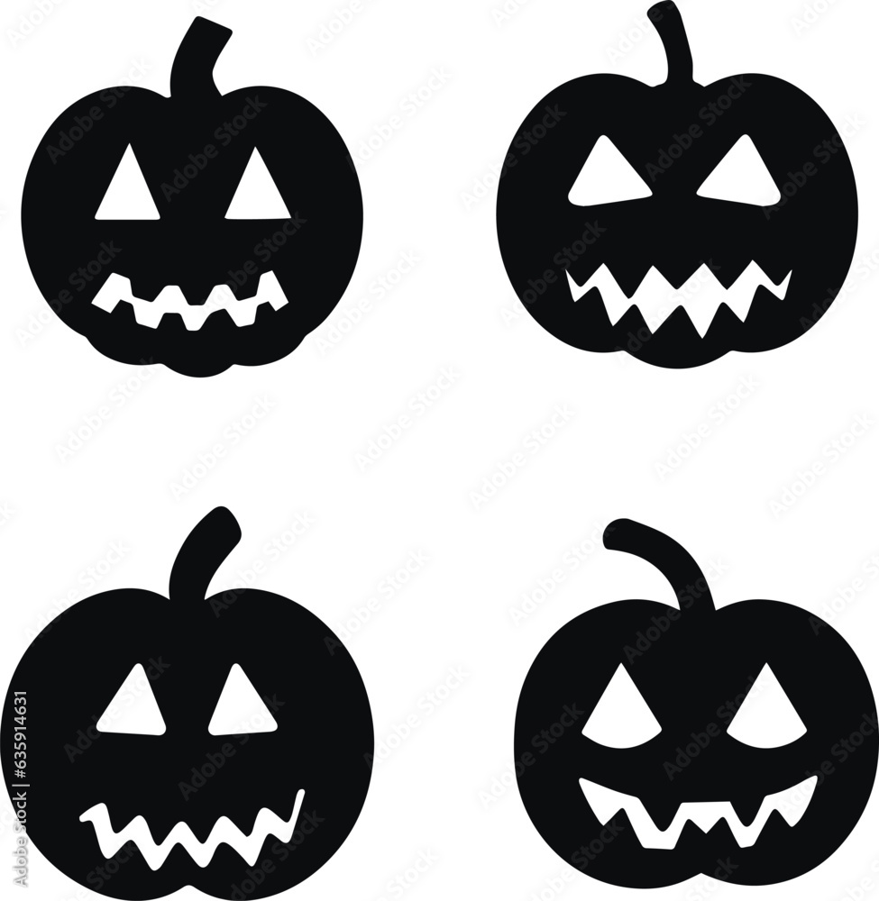 Obraz premium Halloween pumpkin set, Funny Halloween pumpkins, Vector illustration, SVG