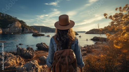 Squids are being hung and dried on rope against stone wall and sea horizon near Seogwipo