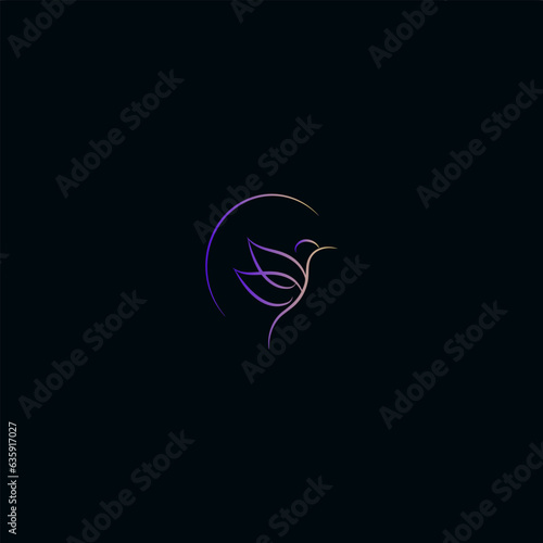 Vector logo of a Flying Bird. Elegant bird, eagle, and hawk design in vector lines. Versatile premium symbol of falcon wings in a logotype photo