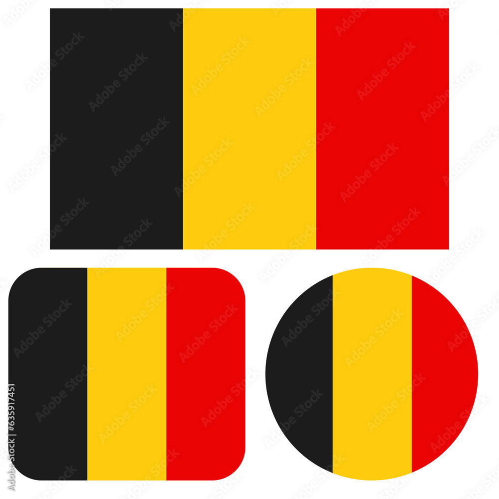 Fototapeta premium Belgium flag. BE national goverment symbol. State banner of capital Brussels city. Belgium patriotism logo. 2D Image