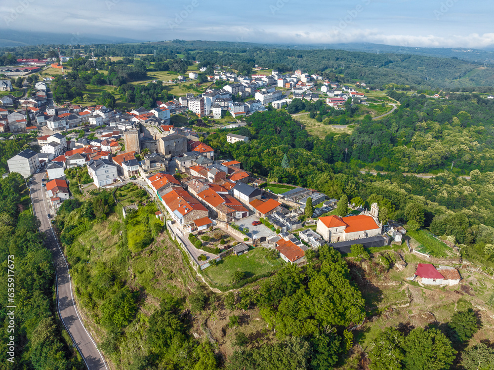 Castro Candelas panoramic aerial view, Ourense
