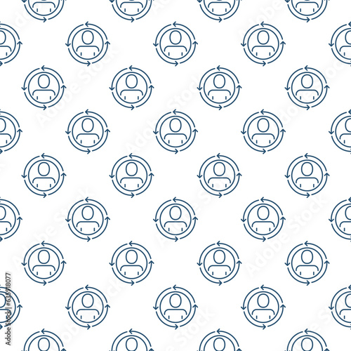 Circle with Man inside Arrows vector concept line seamless pattern