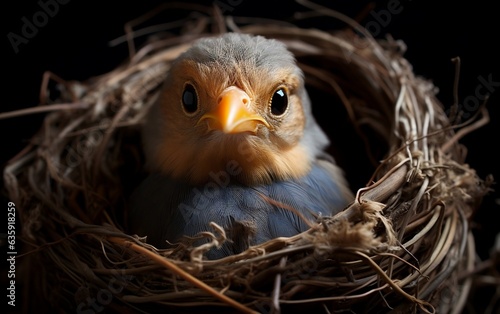 Adorable Nestling Bird Close-up. Generative AI © Muhammad