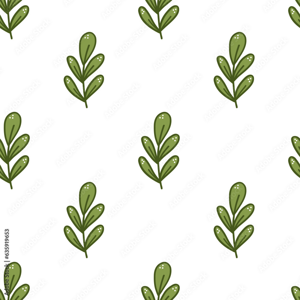 Seamless pattern with cute leaves. For greeting card, wallpaper,  pattern fills, web page, background, invitation, gift paper.