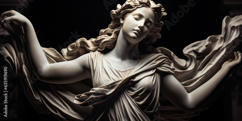 Mysterious Renaissance Marble Statue of Nyx: A mysterious Renaissance marble statue of Nyx, the Greek goddess of the night.