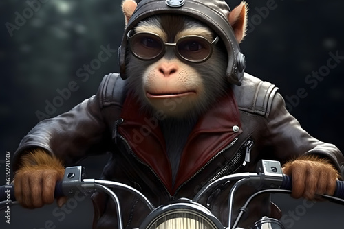 Monkey in biker style Made with Generative AI