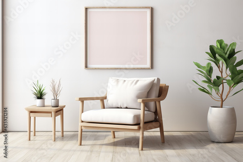 A cozy room filled with natural beauty, as a wall adorned with houseplants frames a sleek chair and table, adorned with flowerpots and vases, nestled on a plush couch with intricate armrests, creatin