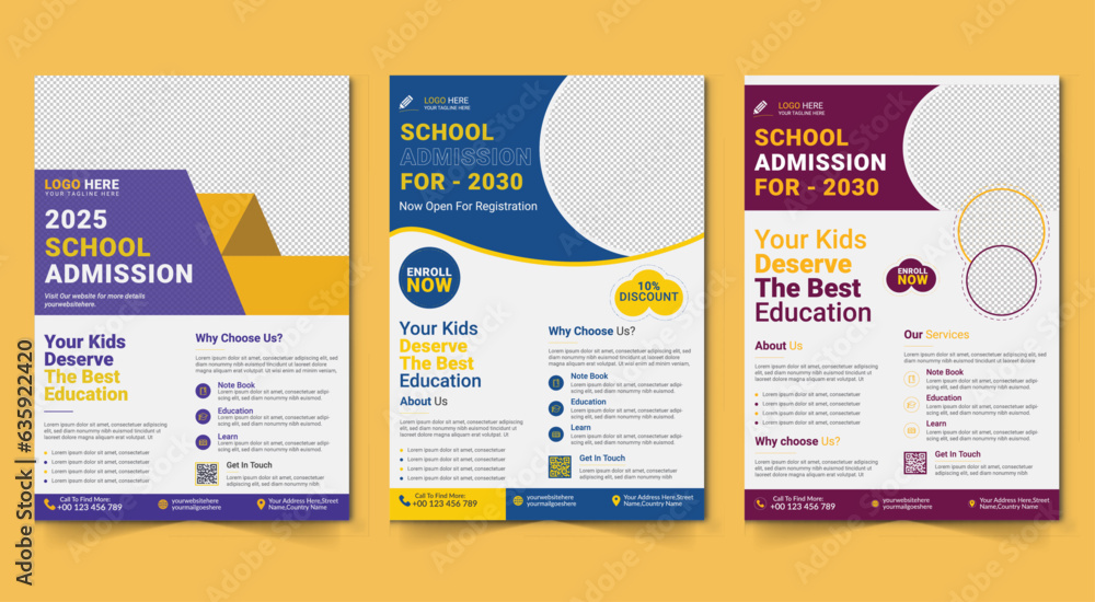 a bundle of 4 templates of a4 flyer, Kids Childrens back to school
education admission flyer poster layout, book cover, leaflet, poster, brochure, template
Back to school party poster. School dance 