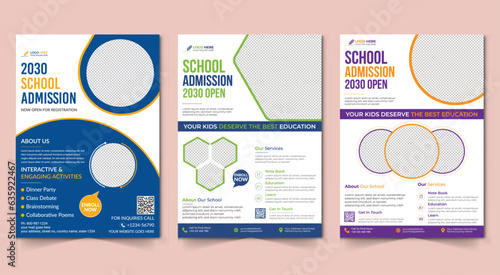 a bundle of 4 templates of a4 flyer, Kids Childrens back to school
education admission flyer poster layout, book cover, leaflet, poster, brochure, template
Back to school party poster. School dance 
