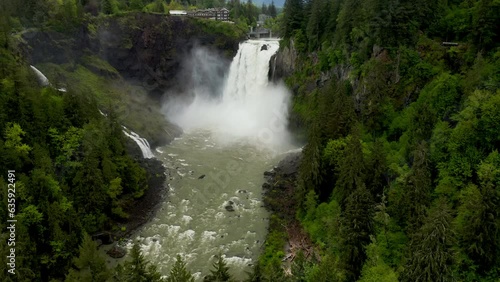 Snoqualmie Falls in Washington - Aerial View photo