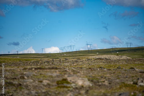 electricity tower in the field - Iceland