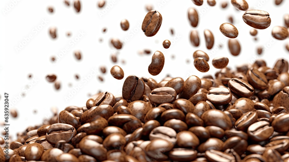 Obraz premium close up of coffee beans on white