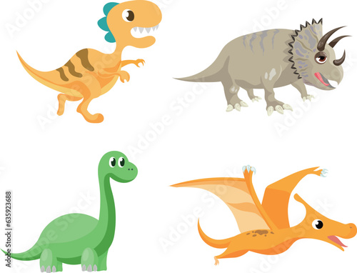 Illustration of cute dinosaur characters
