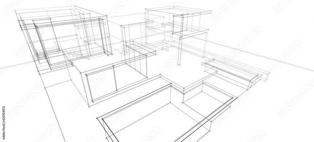 architectural drawing 3d illustration architectural drawing 3d illustration
