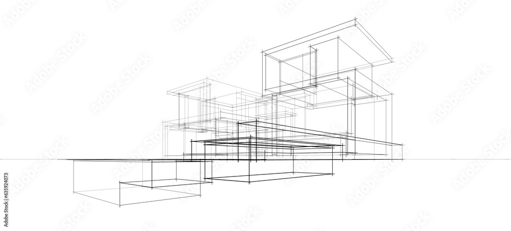 Fototapeta premium architectural drawing 3d illustration