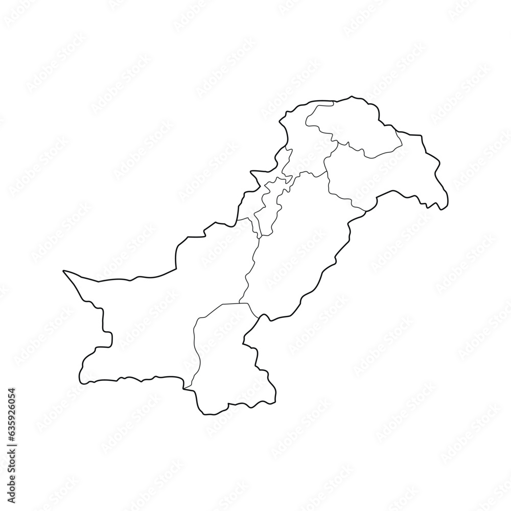 Line Map of Pakistan Illustration Vector Icon