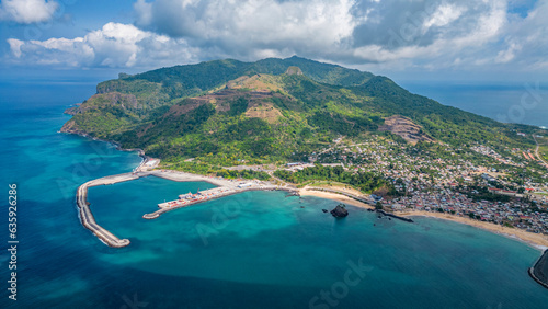 Aerial of the island of Annobon, Equatorial Guinea, Africa
