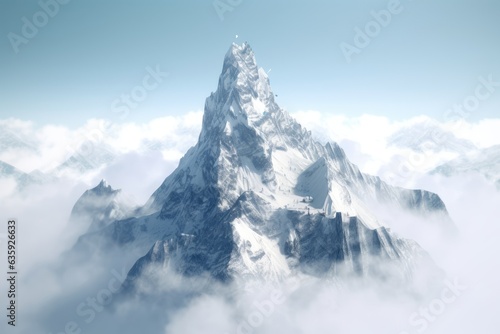 a mountaintop covered with snow with a slope on one side