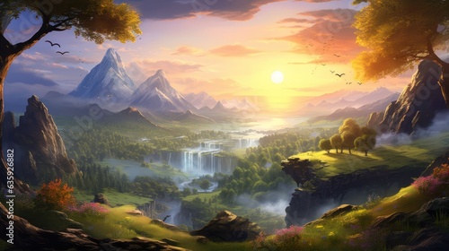 Fototapeta Naklejka Na Ścianę i Meble -  Beautiful Landscape Game Art