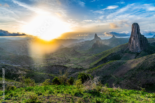 Rhumsiki peak in the lunar landscape of Rhumsiki, Mandara mountains, Far North province, Cameroon, Africa photo