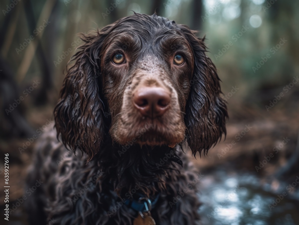 American Water Spaniel dog created with Generative AI technology