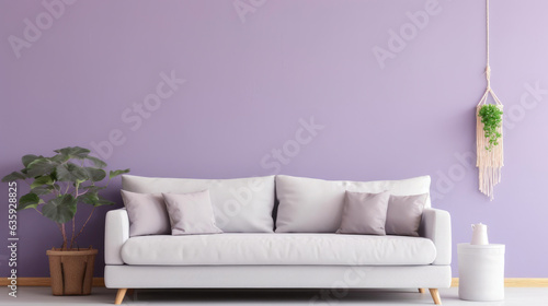 Serenity in Lilac  Stylish Grey Sofa Composition