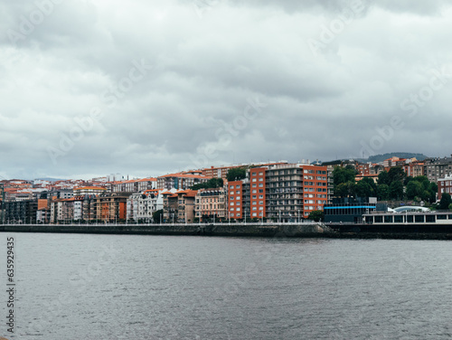Cityscape of Portugalete in Spain on a rainy day