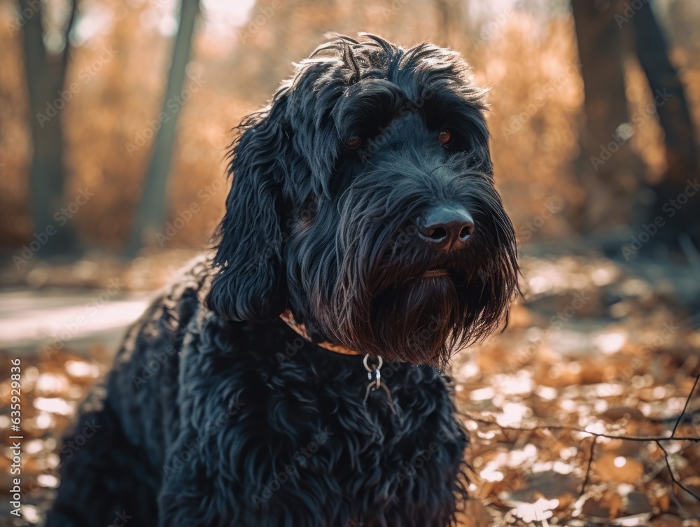 Black Russian Terrier dog created with Generative AI technology Black Russian Terrier dog created with Generative AI technology