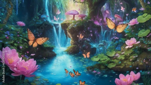 Journey Through an Enchanted Garden of Blooms, Creatures, and Tranquility
