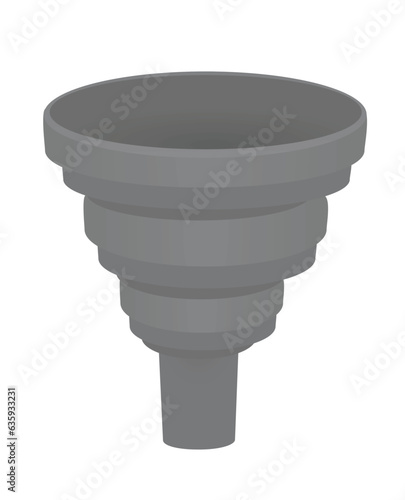 Grey plastic funnel. vector illustration