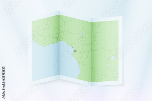 Equatorial Guinea map, folded paper with Equatorial Guinea map.