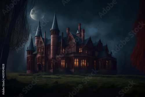 A gothic Victorian vampire Manor Castle - AI Generative
