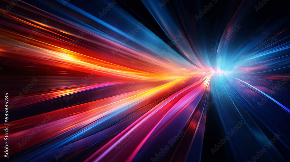 Bold and vibrant banner illustration showcasing abstract speed and glowing light effects - Swift motion blur generates a captivating pattern of dynamic straight lines in vivid colo Bold and vibrant banner illustration showcasing abstract speed and glowing light effects - Swift motion blur generates a captivating pattern of dynamic straight lines in vivid colo