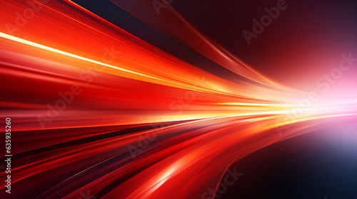 Energetic banner illustration featuring abstract speed and vibrant luminosity - Rapid motion blur gives rise to a striking pattern of bold red straight lines, akin to dynamic laser  photo