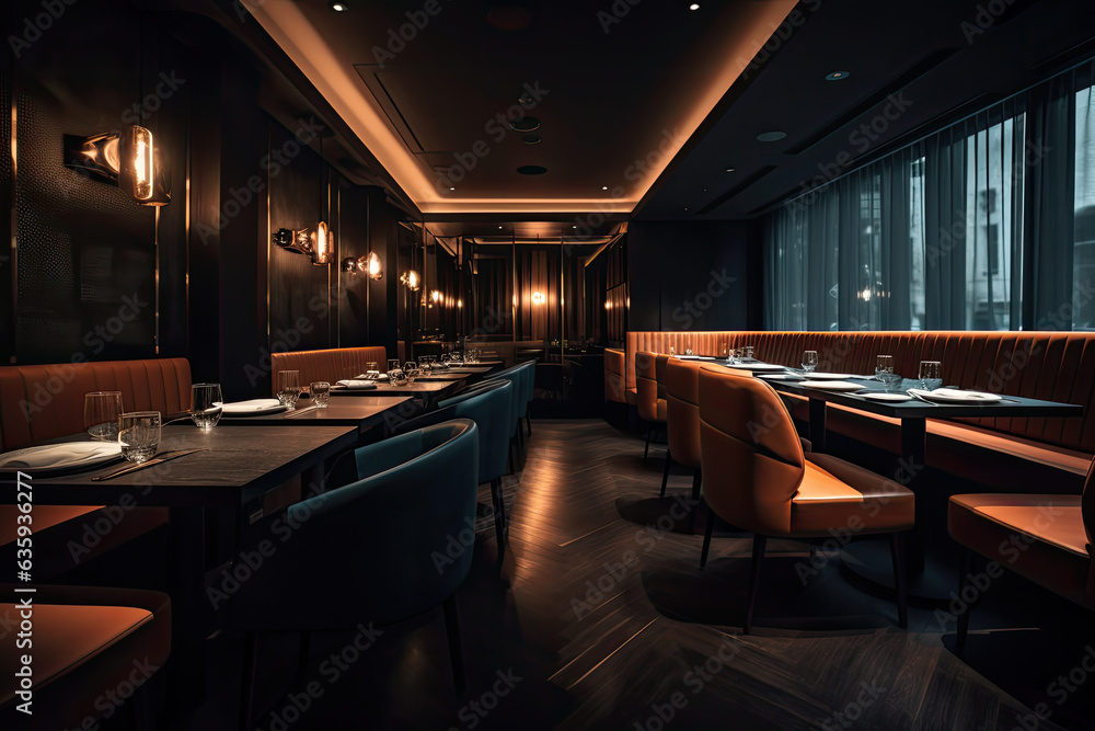 Sleek and stylish restaurant with no patrons