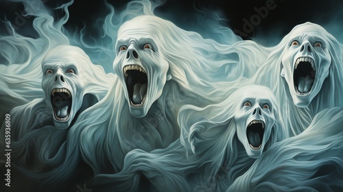 faces of screaming ghosts.