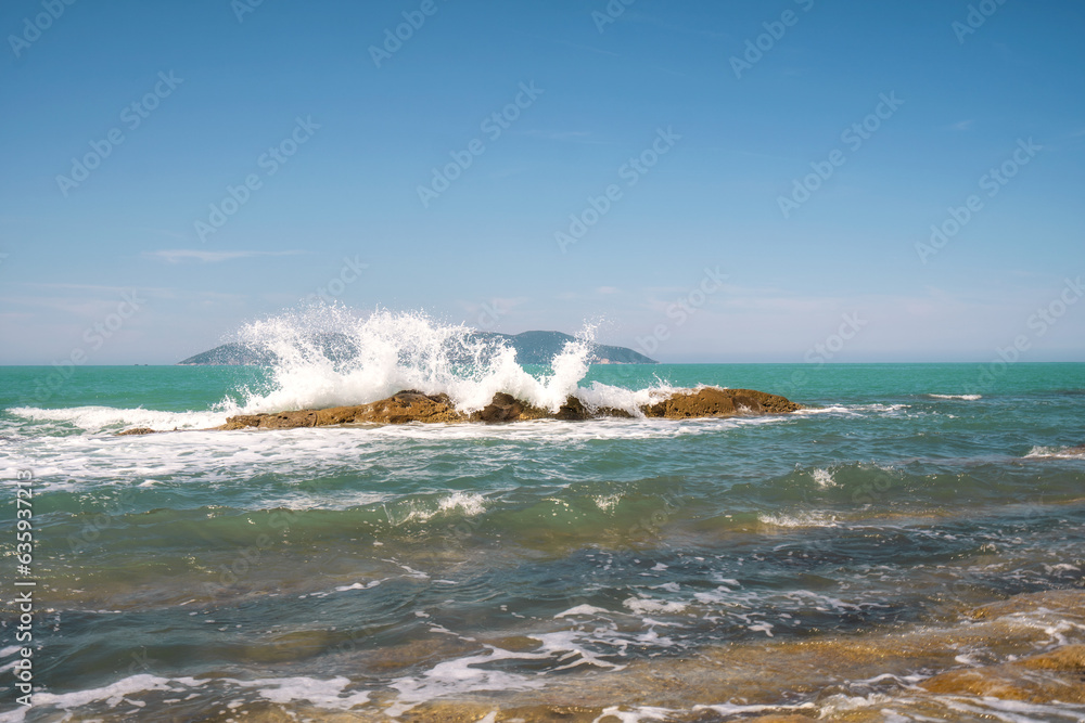 Fototapeta premium Stunning view of Porto Novo Beach in Zvernec, Vlore, Albania.