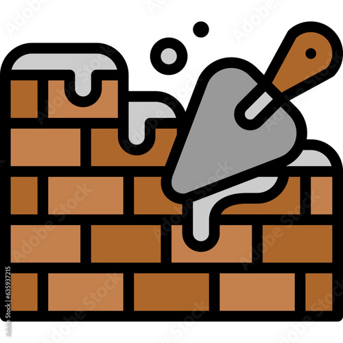 bricklaying filled outline icon