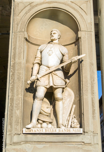 Statue of Giovanni dalle Bande Nere, Uffizi, Florence (Firenze), UNESCO World Heritage Site, Tuscany, Italy photo