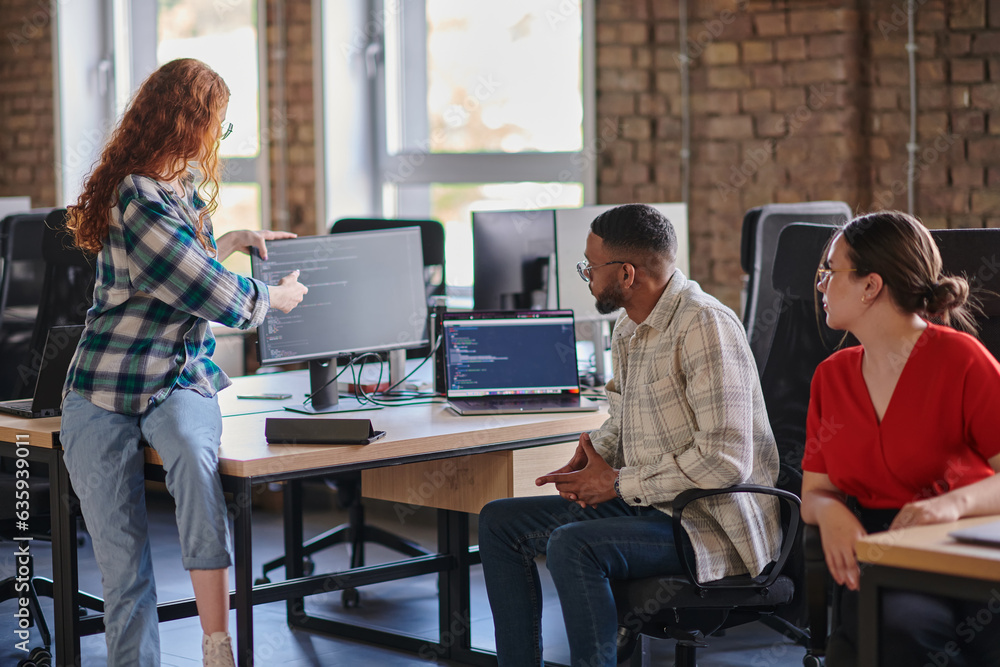 A diverse group of young business individuals congregates in a modern startup coworking center, embodying collaborative innovation and a dynamic atmosphere. A diverse group of young business individuals congregates in a modern startup coworking center, embodying collaborative innovation and a dynamic atmosphere.