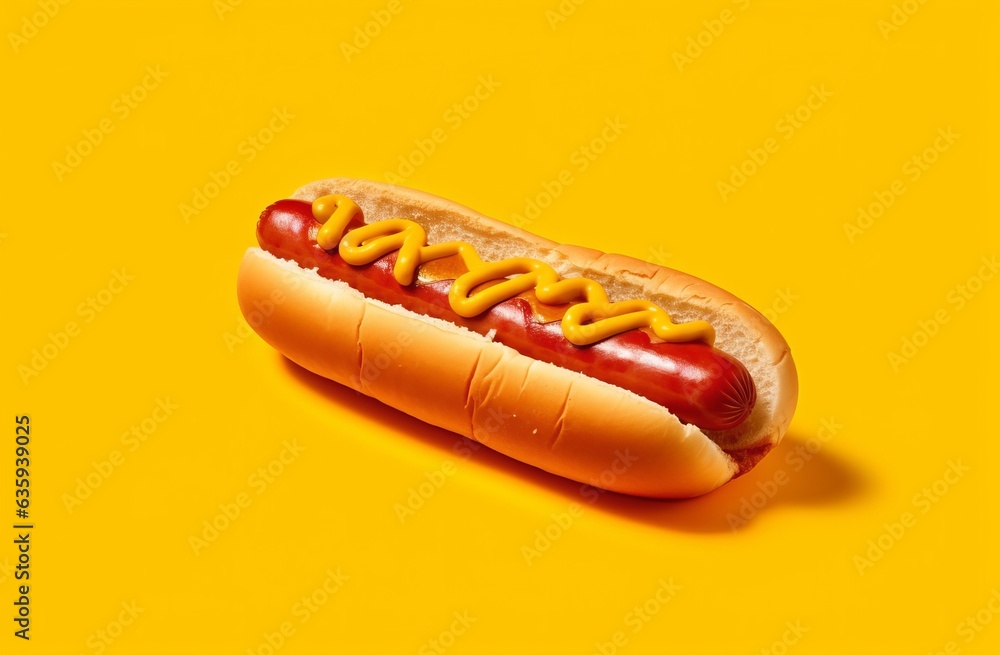 Hot dog on yellow background Hot dog on yellow background
