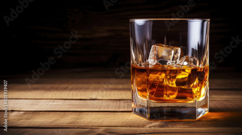 Classic Scotch Whisky on Aged Wooden Surface