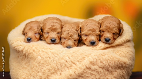 Cozy Newborn Toy Poodles Napping