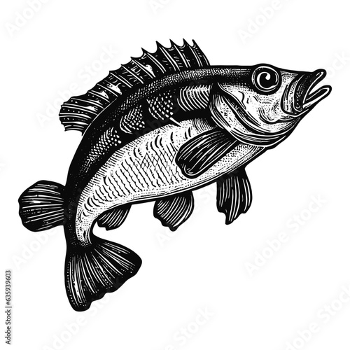 fish crosshatch style illustration