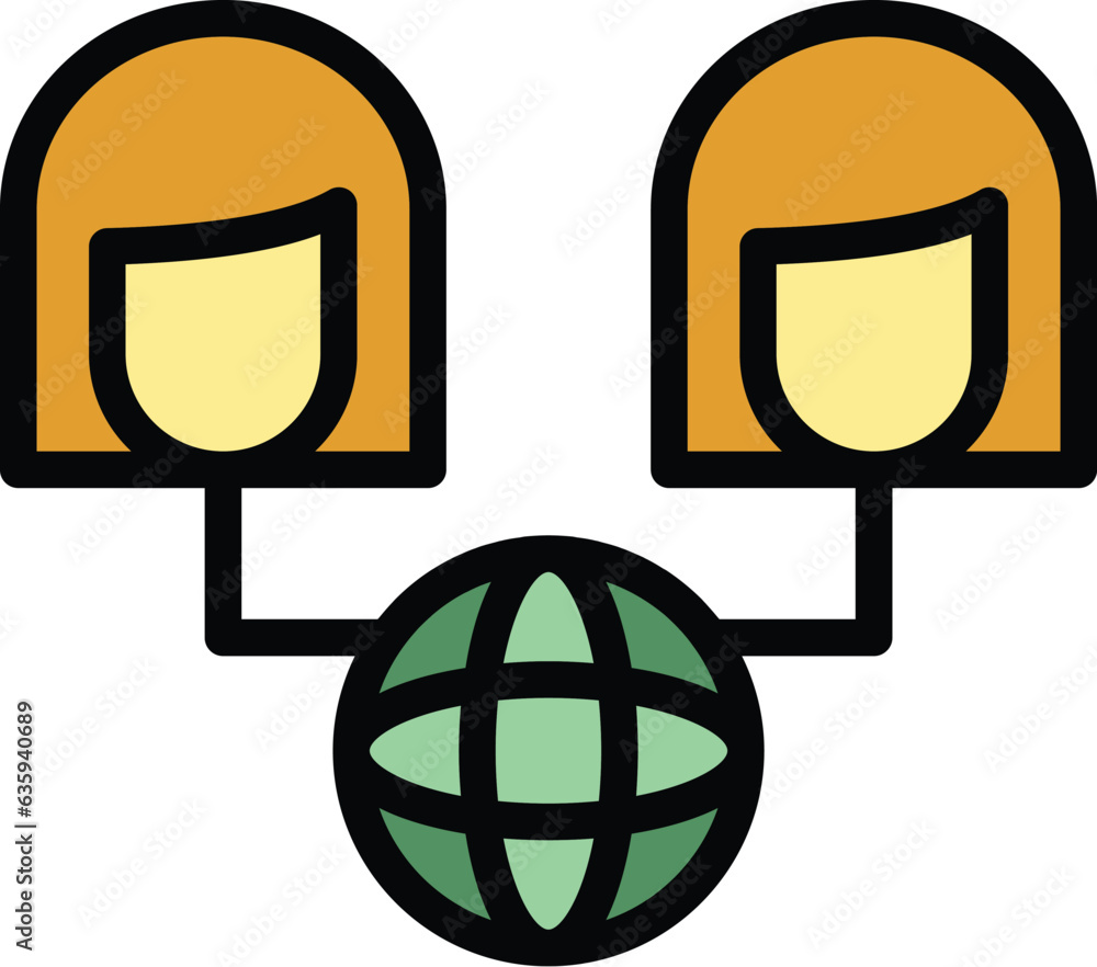 People online icon outline vector. Work video. Computer conference color flat People online icon outline vector. Work video. Computer conference color flat
