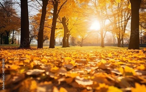 A Golden Landscape of Autumn Foliage. Generative AI
