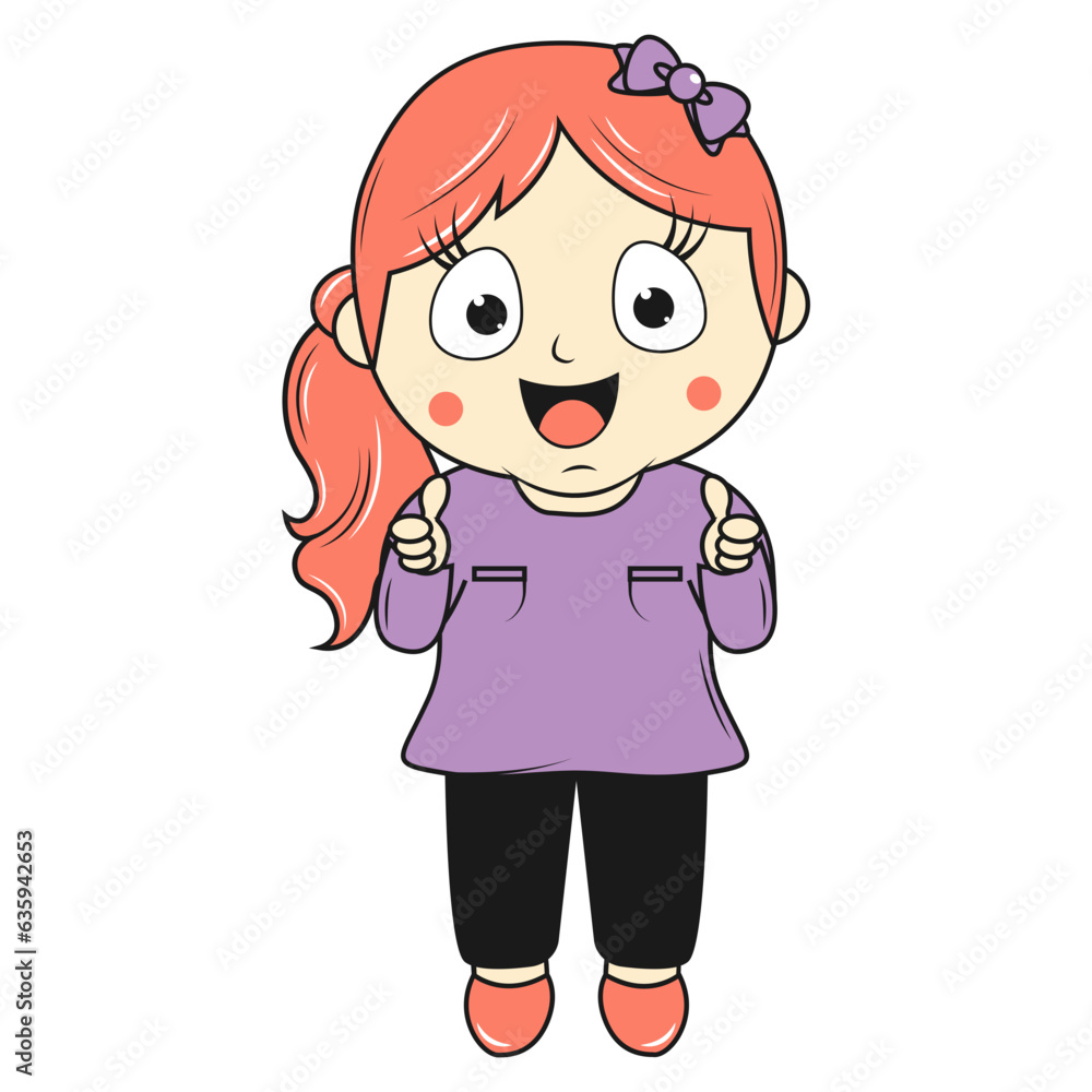 cute little girl cartoon illustration