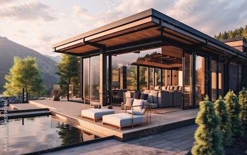 Modern minimal villa. AI