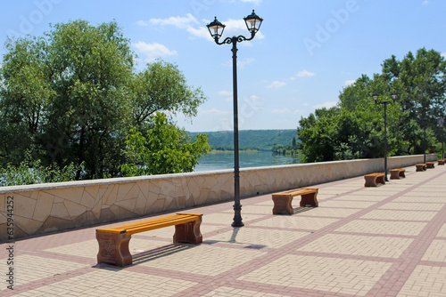 Embankment of Dniester River between Moldova, Soroca city, and Ukraine